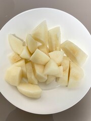 sliced pear on a plate