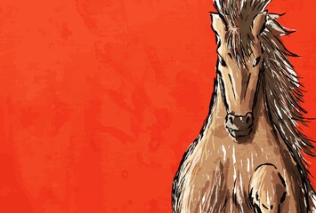 馬, 年賀状, 和風, 和柄, 新年, 動物, クリスマス, うま, ベクター, イラスト, manga