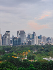 Fototapeta premium 14 December 2025 View of Lumphini Lumpini Park at Si Lom Silom taken from Central Park Mall in BKK Bangkok Thai Thailand 