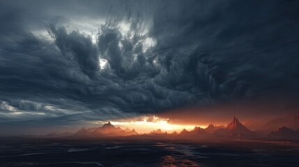 Extinction-level event background in 3D with dystopian elements, suitable for educational content on disasters, survival games, or intense digital art.