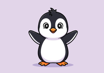 Obraz premium Cute Baby Penguin Cartoon Illustration.