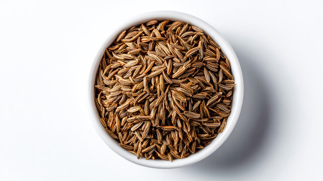 Consciousness is an ultra-realistic stock photo of cumin seeds in a bowl