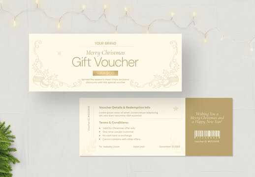 Festive Christmas Gift Certificate Voucher Coupon Template for Holiday Marketing