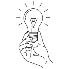 hand drawing light bulb line art