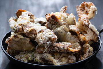 pan of cheesy italian potato skin crisps