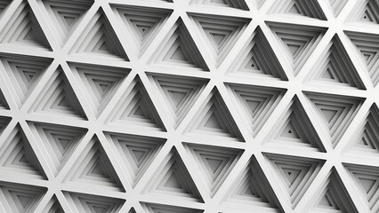 Monochrome Geometric Triangle Pattern - Abstract Design with Depth and Texture.