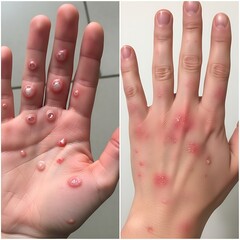Monkeypox Skin Lesions on Hands - A Comparative View of Infection Stages.