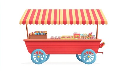 Colorful Candy Cart at Fair, Ready for Sale