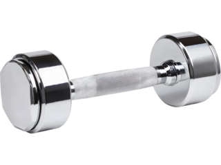 Minimal black steel dumbbell isolated on transparent background. Perfect for modern gym visuals and strength training concepts.