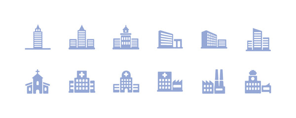 Developing an icon collection. Contains house, home, store, office, apartment, and more. Vector illustration. Can be switched to any color with ease.