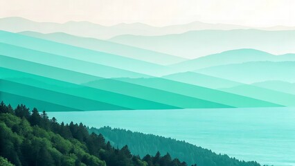 Minimal Teal and Mint Mesh Gradient with Subtle Color Harmony