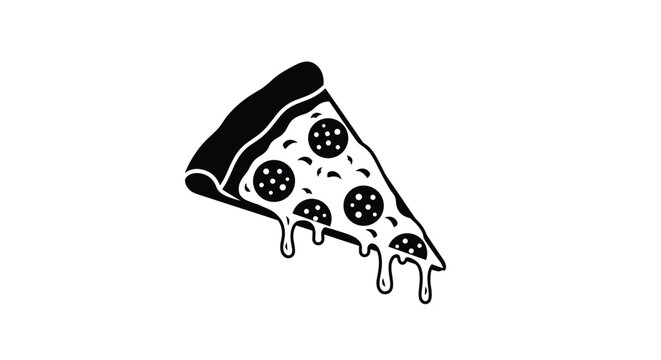 a slice of pepperoni pizza rests on a white background with melted cheese dripping from the crust and bold toppings creating a delicious casual snack image.