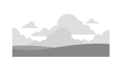 Minimalist Landscape with Overcast Sky and Rolling Hills.