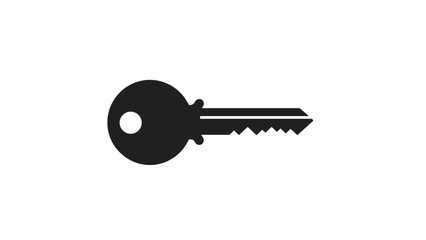 Simple Black Key Icon on White Background.