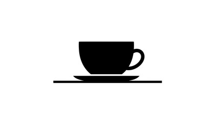 Simple Black Silhouette of a Coffee Cup and Saucer.