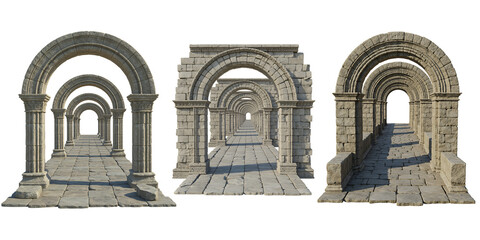 Fototapeta premium Ancient stone architecture detail of a gothic church door, window, and wall in Spain, a historic medieval travel landmark