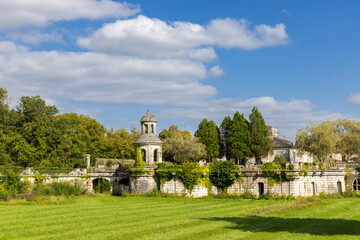 Old stone wall and belvedere in Combiers, Charente, France