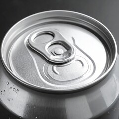 Close-up of a silver beverage container top with pull-tab