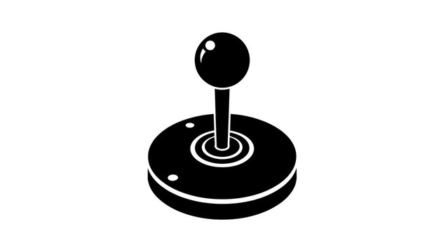 Classic video game joystick icon simple black and white vector graphic on white