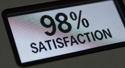 High Satisfaction Score 98 Percent Displayed on Digital Screen