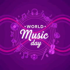 Celebrate World Music Day with vibrant purple design