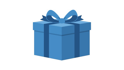 A simple blue gift box with a ribbon and bow perfect for celebrations and occasions