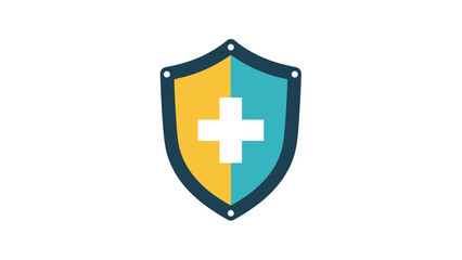 Obraz premium A stylized shield with a white cross in the center representing healthcare and protection