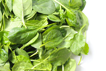 Spinach leaves isolated on white background