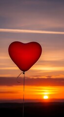 Heart Balloon at Sunset - A Symbol of Love and Hope.
