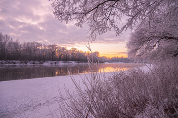 winter sunrise over the river
