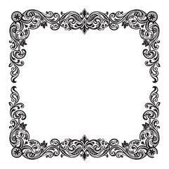 Traditional Black Floral Border Frame with Decorative Scroll Elements