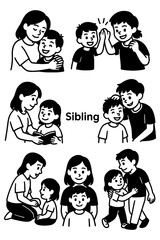 Sibling relationship comic with brother and sister bonding scenes, Transparent Background