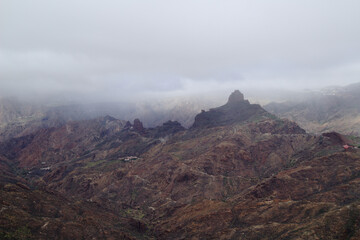 Gran Canaria, landscape of the central part of the island, Las Cumbres, ie The Summits, hiking route to a rock arch called Ventana del Bentayga, the Window of Bentayga