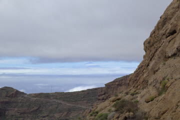 Gran Canaria, landscape of the central part of the island, Las Cumbres, ie The Summits, hiking route to a rock arch called Ventana del Bentayga, the Window of Bentayga