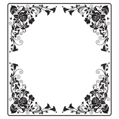 Classic Decorative Floral Border Frame in Black and White Style