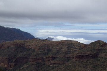 Gran Canaria, landscape of the central part of the island, Las Cumbres, ie The Summits, hiking route to a rock arch called Ventana del Bentayga, the Window of Bentayga