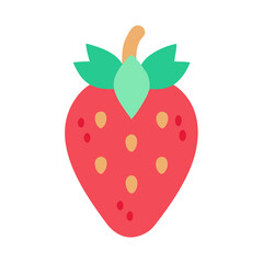 Fototapeta premium Simple and colorful vector illustration of a strawberry with green leaves on a white background. 