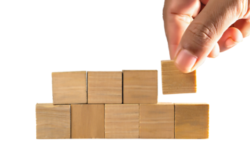 hand holding wooden blocks isolated, wooden cube block isolated 