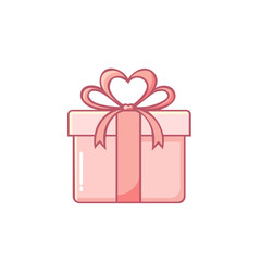 Gift Box with Heart-Shaped Ribbon Minimal Pastel Valentine Vector Icon