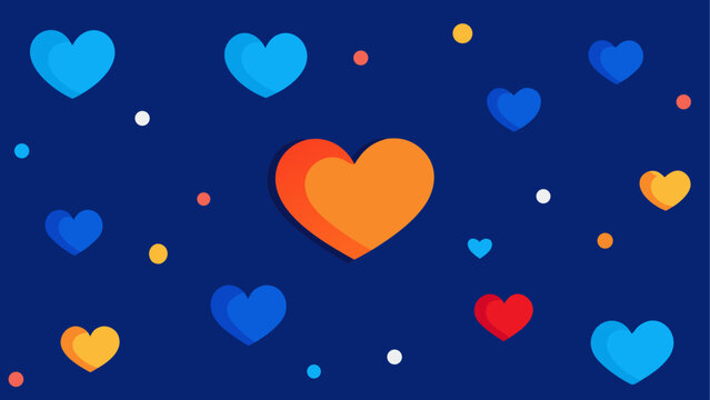 Hearts and circles on a dark blue canvas