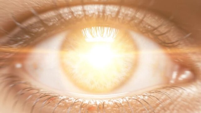 Mesmerizing Eye Transformation: Iris Color Transitions and Intense Energy Emission with Reflective Light Phenomena