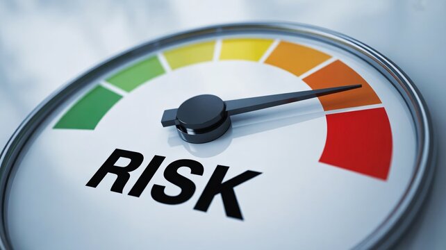 Gauge your risk tolerance with a modern, vibrant meter showing levels from low to high, perfect for business decisions, finance, and investment strategies that demand clarity