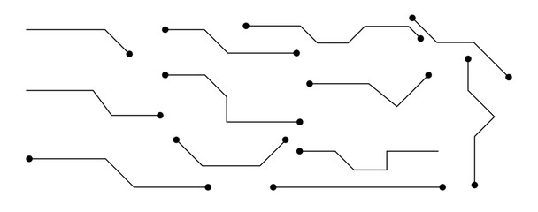 Abstract Technology Line Paths and Connection Lines Set Minimal Tech Circuit Vector