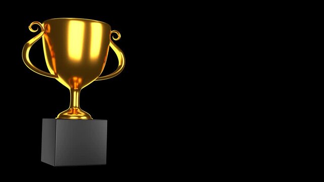 Gold trophy first place winner achievement transparent background suitable for celebrating success, recognizing excellence, or representing top performance.