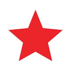 Bright red five-pointed star on white background