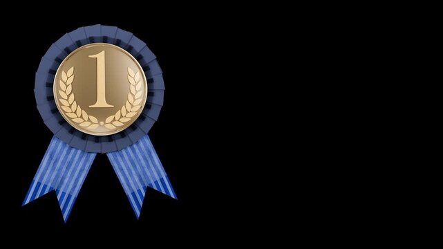 First place winner gold medal rosette achievement success transparent background, ideal for celebrating victories, excellence, and top performance recognition.