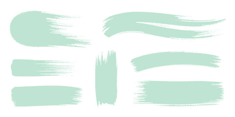 set of grunge black paint, ink brush strokes. brush collection isolated on white background. Grungy soft green brushes collection. Brush stroke paint. Set of green paint, ink brush strokes, lines.
