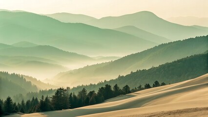 Calm Muted Green and Sandy Beige Gradient Mesh for Minimalist Backgrounds