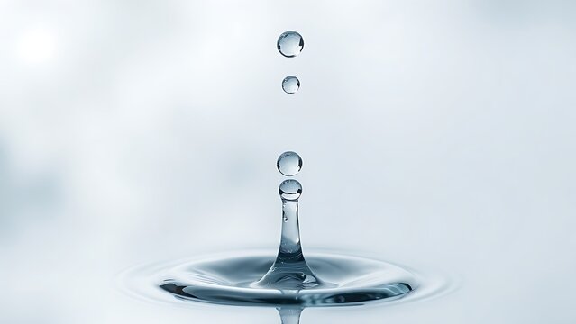 truculent. Water droplet transforming from cloudy to clear, macro detail on plain background. STEM education sheets, lab safety posters, designed for biotech research communications.
