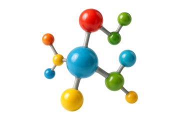 Colorful Molecular Structure Model Representing Chemistry Or Science Isolated on a Transparent Background